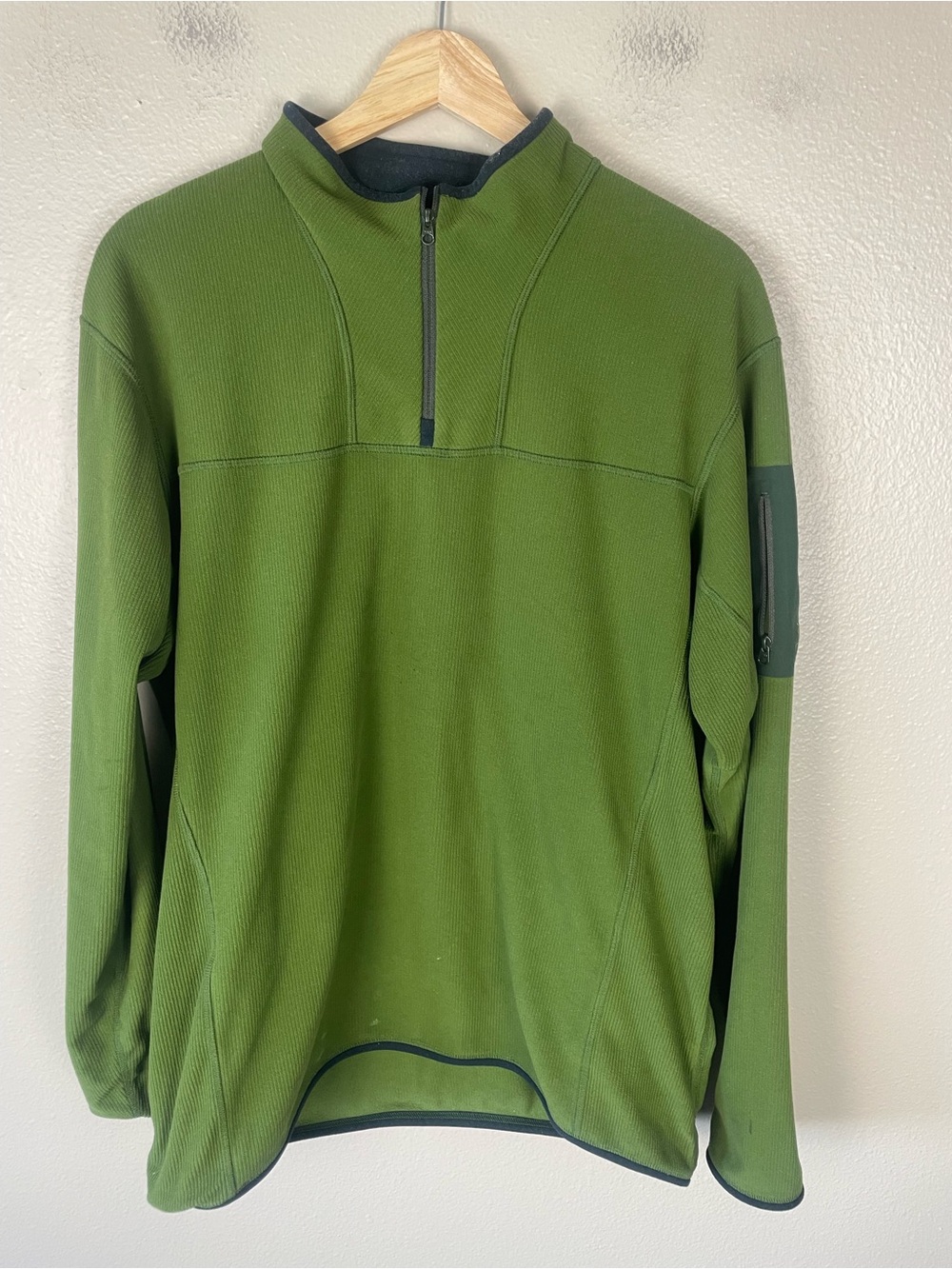 Arcteryx Caliber 1/4 Zip Fleece Pullover Green LARGE GORPCORE